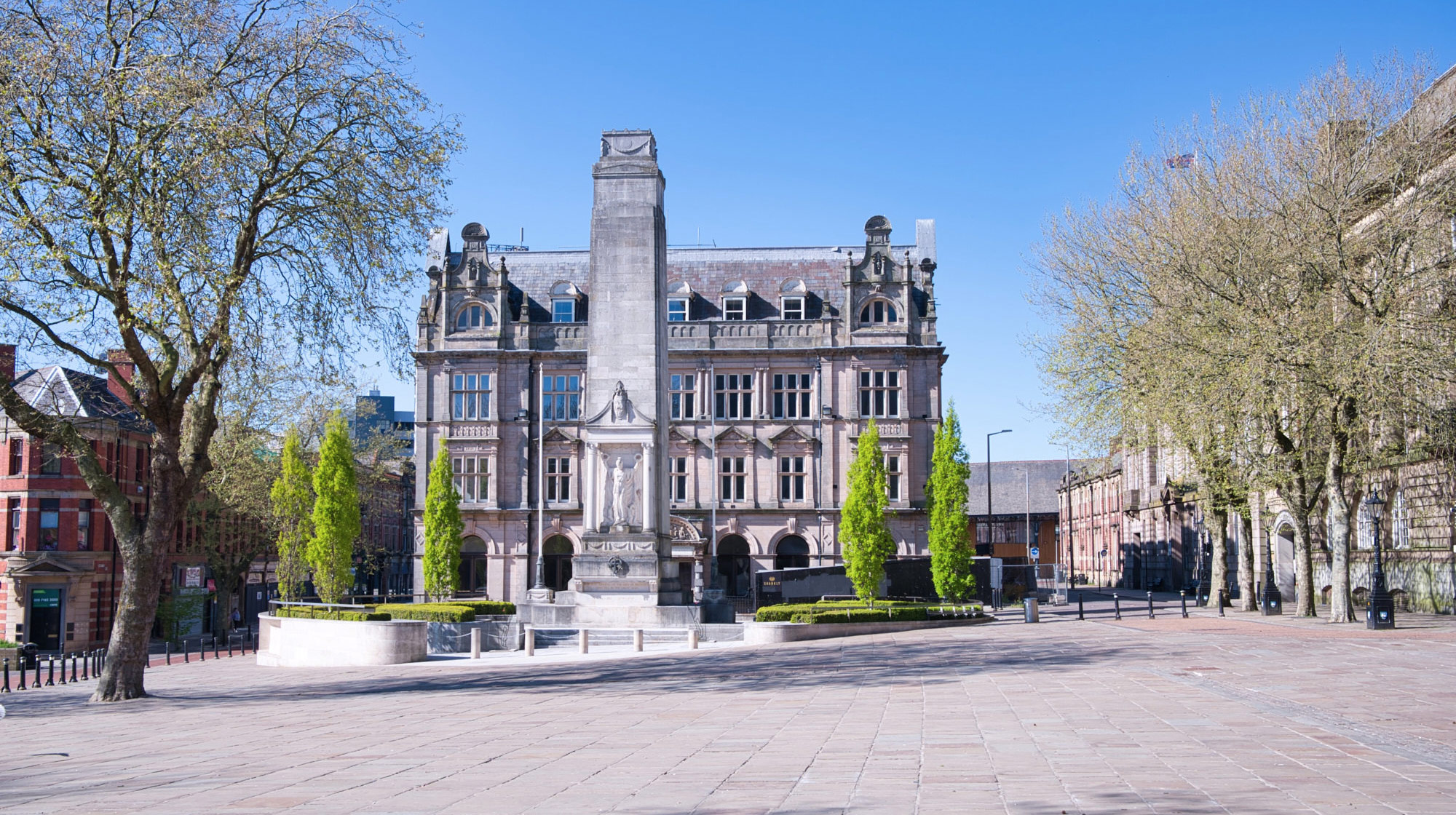 Preston Cenotaph and old Post Office - April 2020